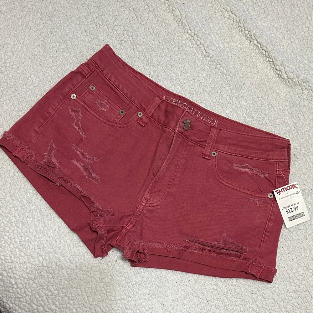 American Eagle Outfitters Women's Dark Red Jean Shorts